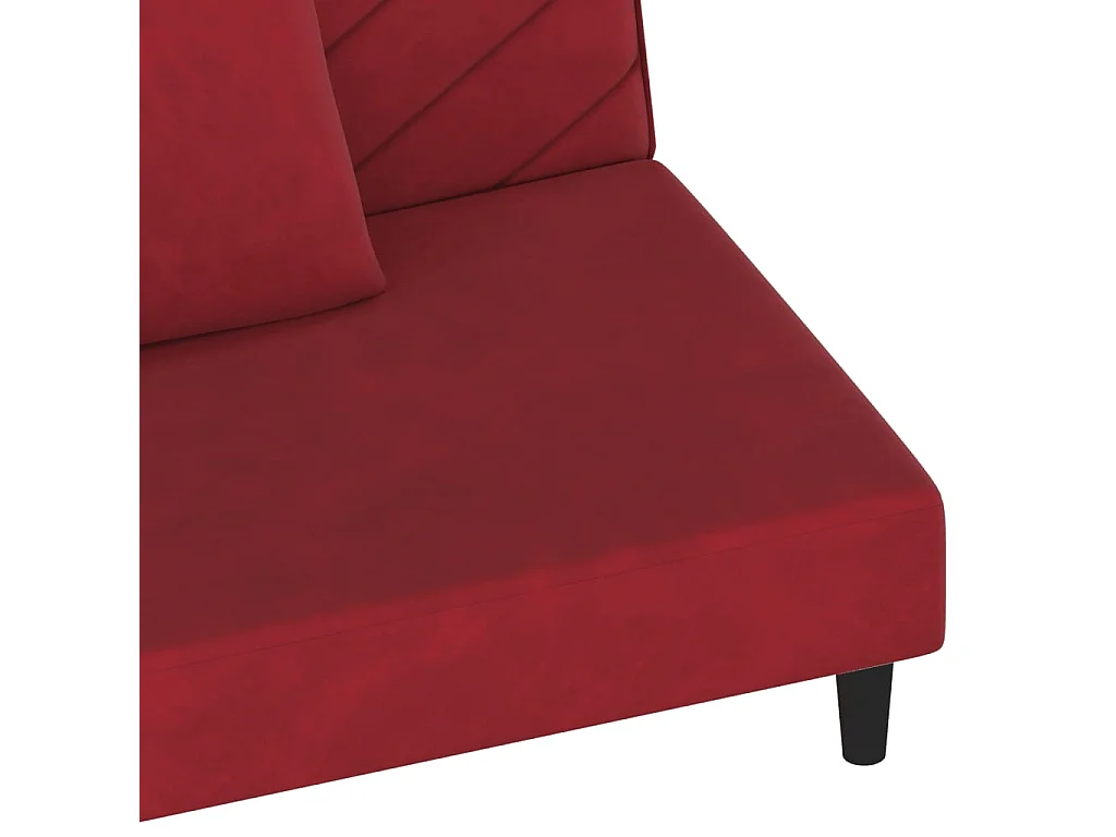 Divano Letto a 2 Posti con 2 Cuscini Rosso Vino in Velluto