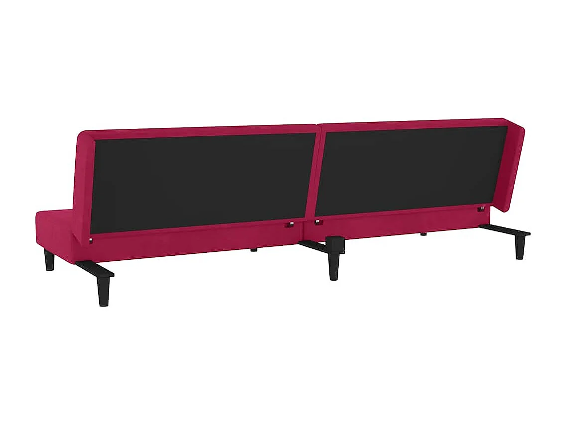 Canapé-lit à 2 places et deux oreillers Rouge bordeaux Velours