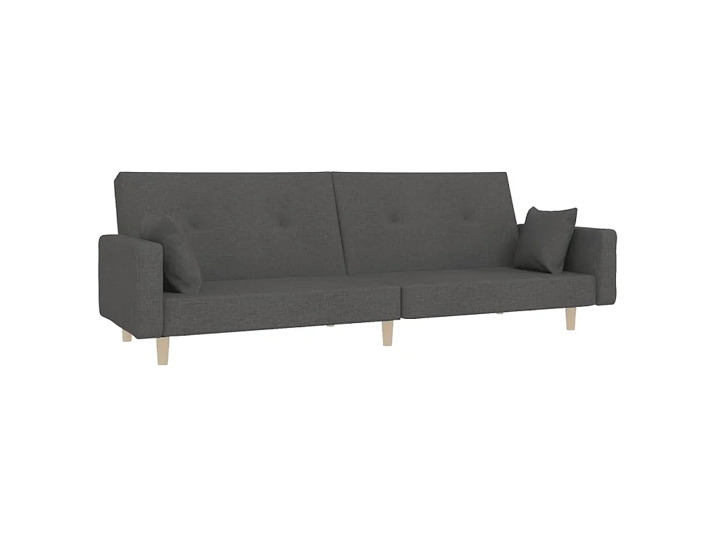 Canapé-lit à 2 places avec deux oreillers Gris foncé Tissu