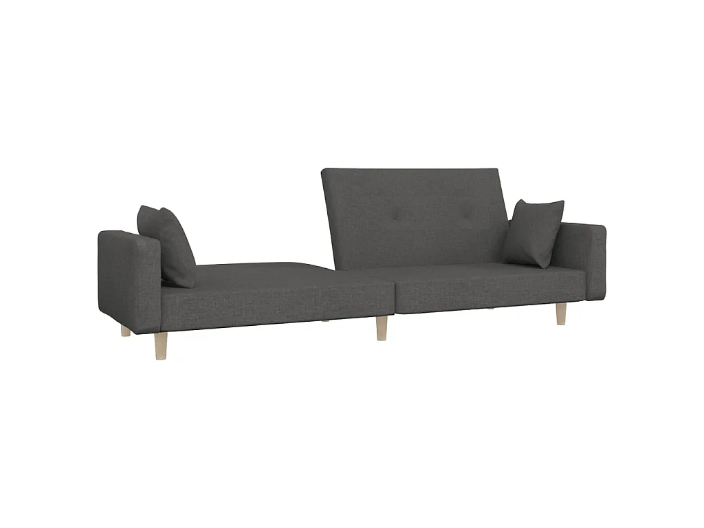 Canapé-lit à 2 places avec deux oreillers Gris foncé Tissu