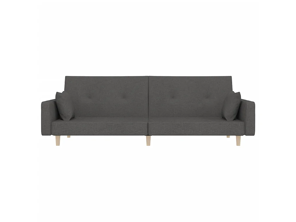 Canapé-lit à 2 places avec deux oreillers Gris foncé Tissu