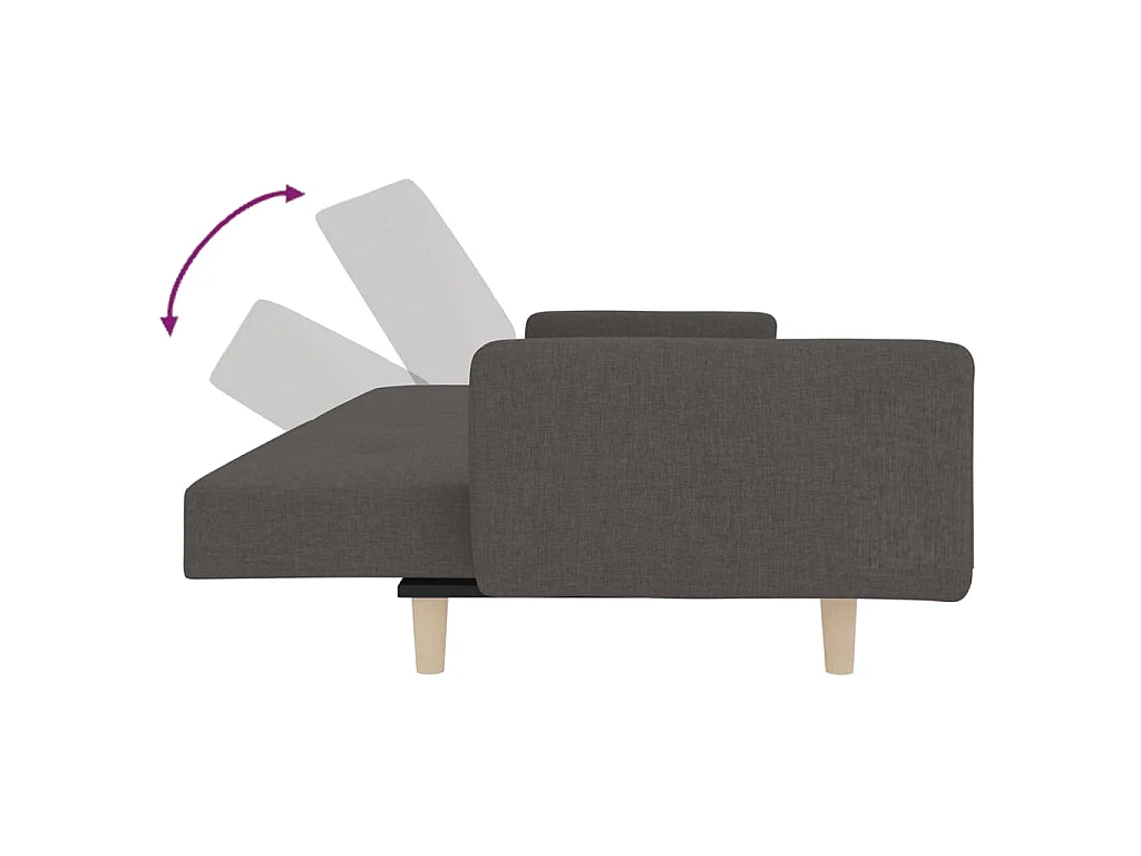 Canapé-lit à 2 places avec deux oreillers Gris foncé Tissu