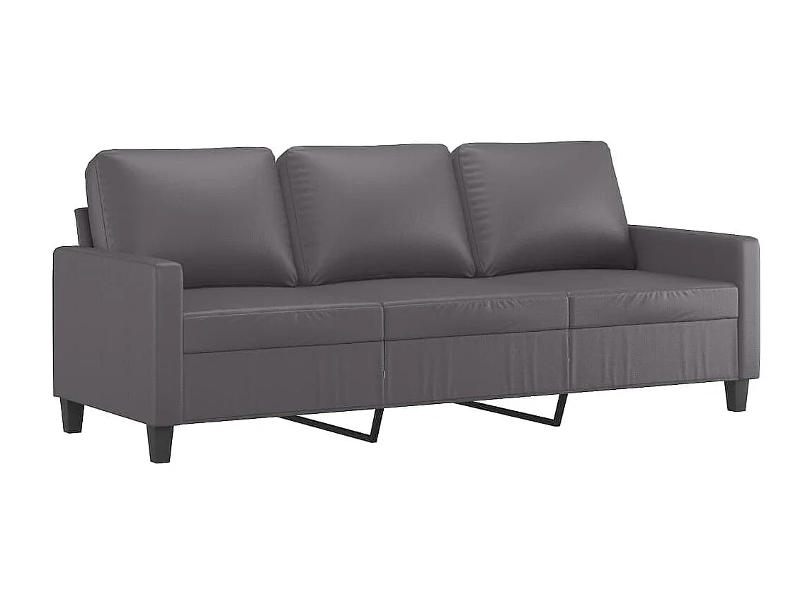 Divano a 3 Posti Grigio 180 cm in Similpelle