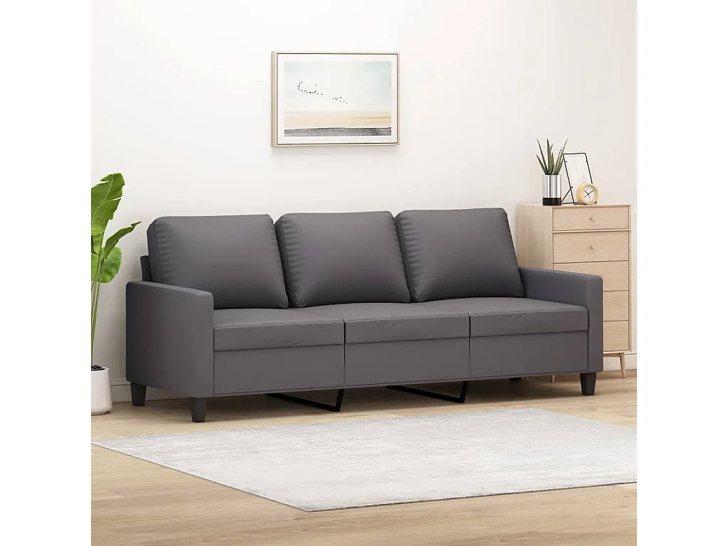 Divano a 3 Posti Grigio 180 cm in Similpelle