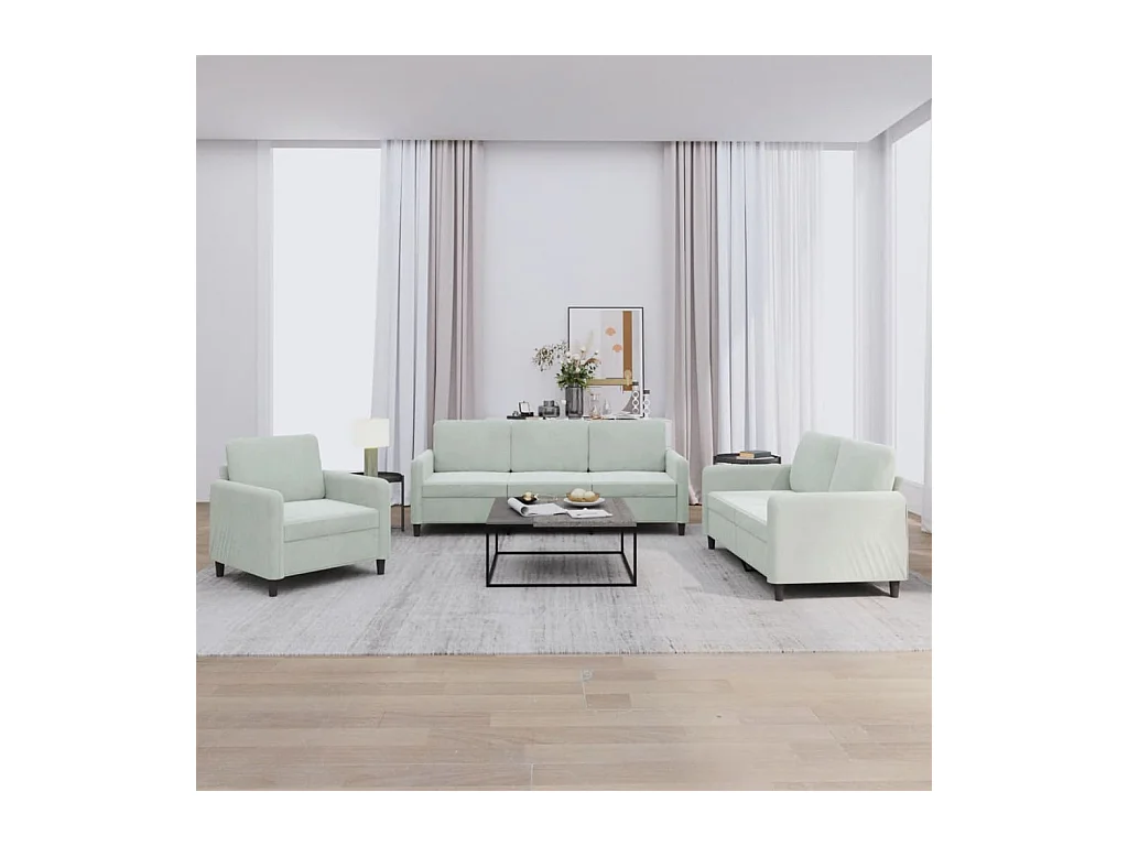 Ensemble de canapés 3 pcs gris clair velours