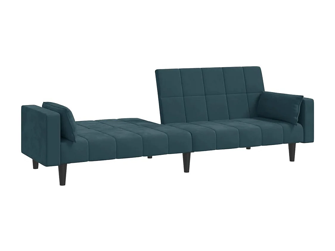 Slaapbank 2-zits met 2 kussens fluweel blauw