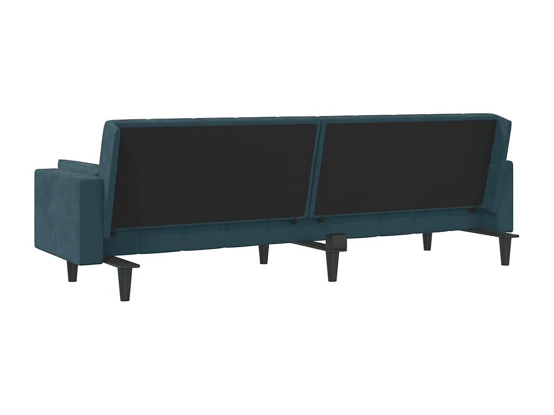 Slaapbank 2-zits met 2 kussens fluweel blauw