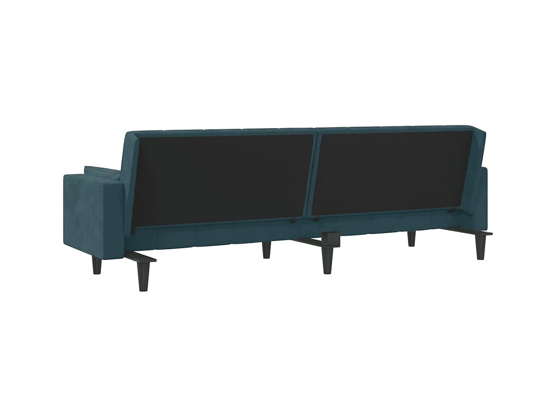 Sofá cama de 2 plazas con dos almohadas terciopelo azul