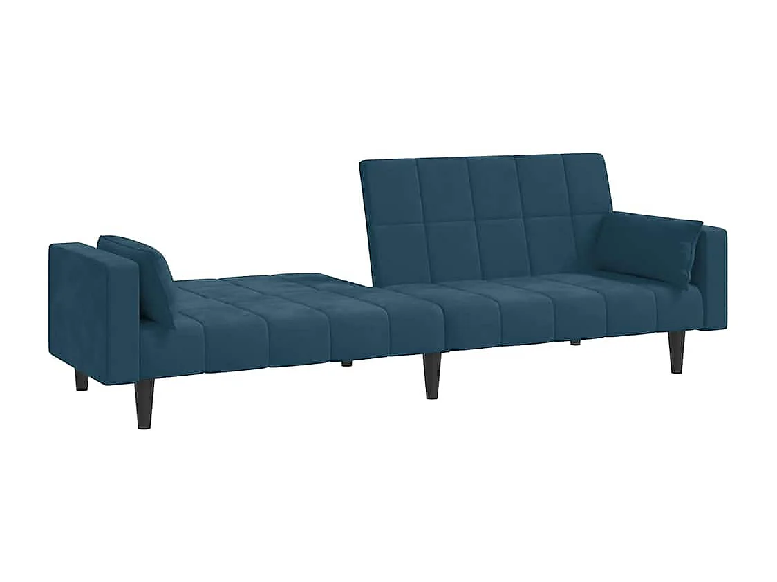 Schlafsofa 2-Sitzer mit 2 Kissen Blau Samt