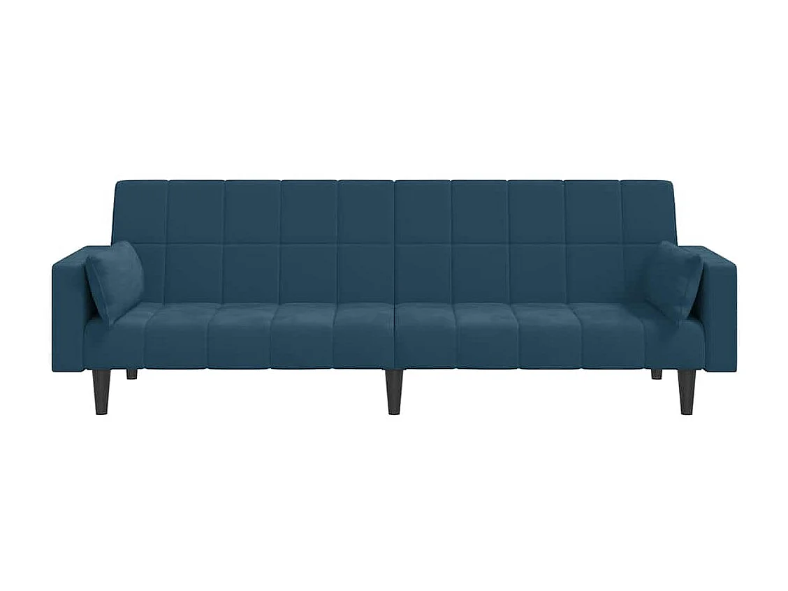 Schlafsofa 2-Sitzer mit 2 Kissen Blau Samt