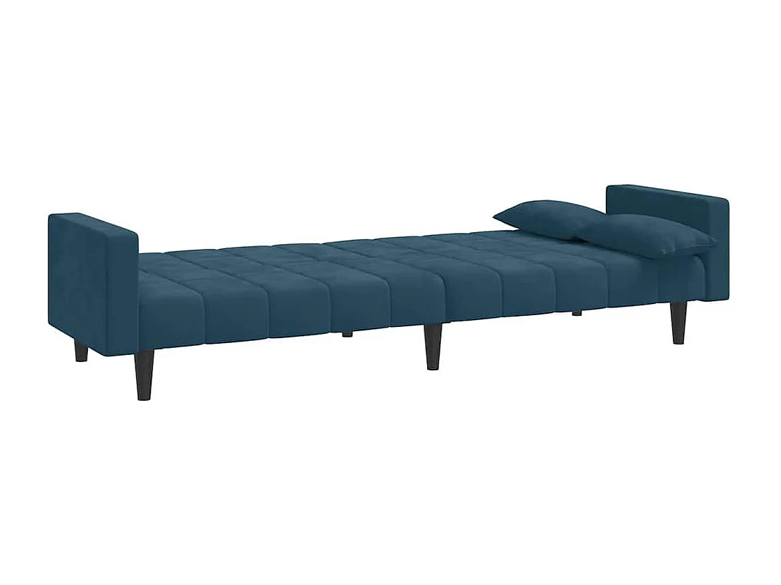 Schlafsofa 2-Sitzer mit 2 Kissen Blau Samt