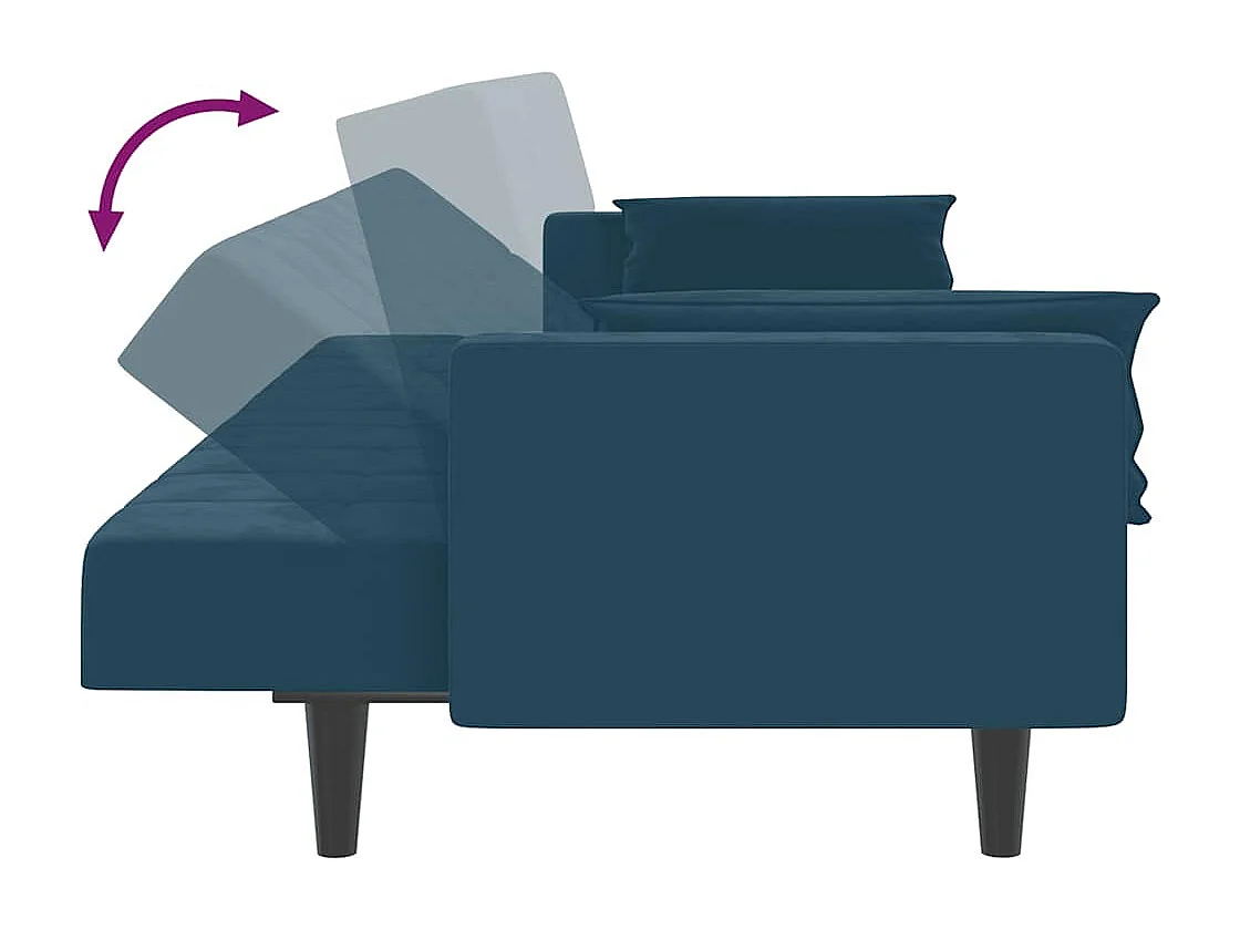 Schlafsofa 2-Sitzer mit 2 Kissen Blau Samt