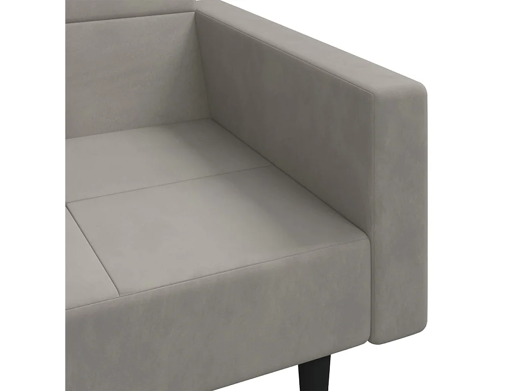 Sofá-cama 2 lugares com duas almofadas veludo cinzento-claro