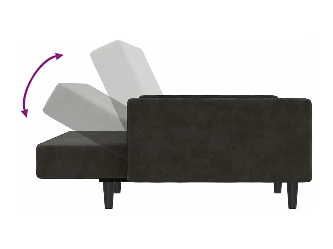 Sofá-cama de 2 lugares veludo cinzento-escuro