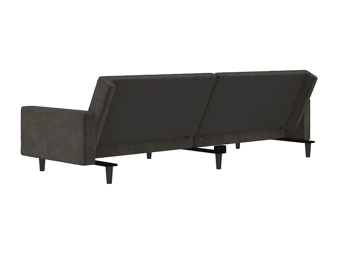 Sofá-cama de 2 lugares veludo cinzento-escuro