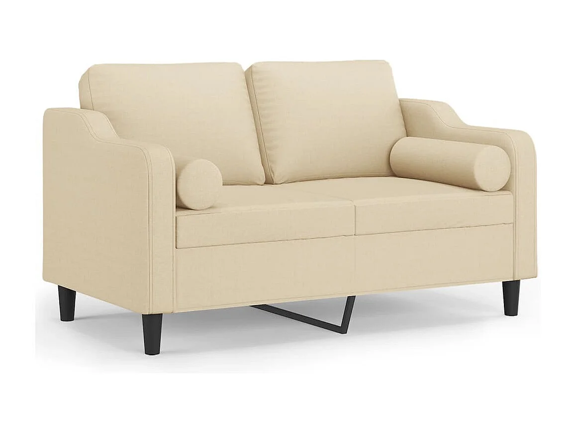 2-Sitzer-Sofa mit Zierkissen Creme 120 cm Stoff