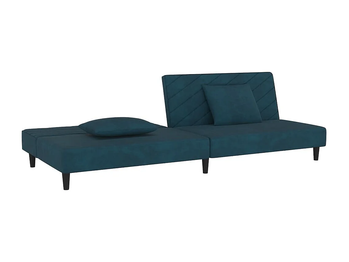 Slaapbank 2-zits met 2 kussens fluweel blauw