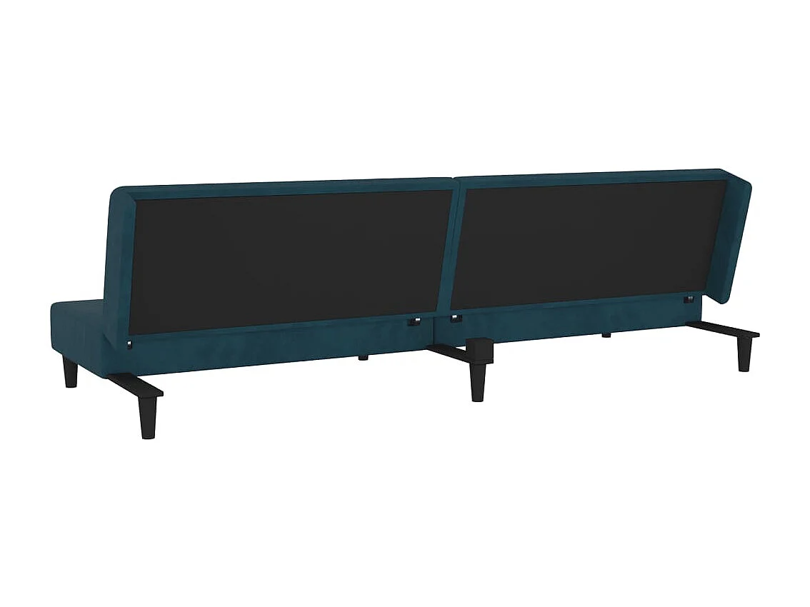 Slaapbank 2-zits met 2 kussens fluweel blauw