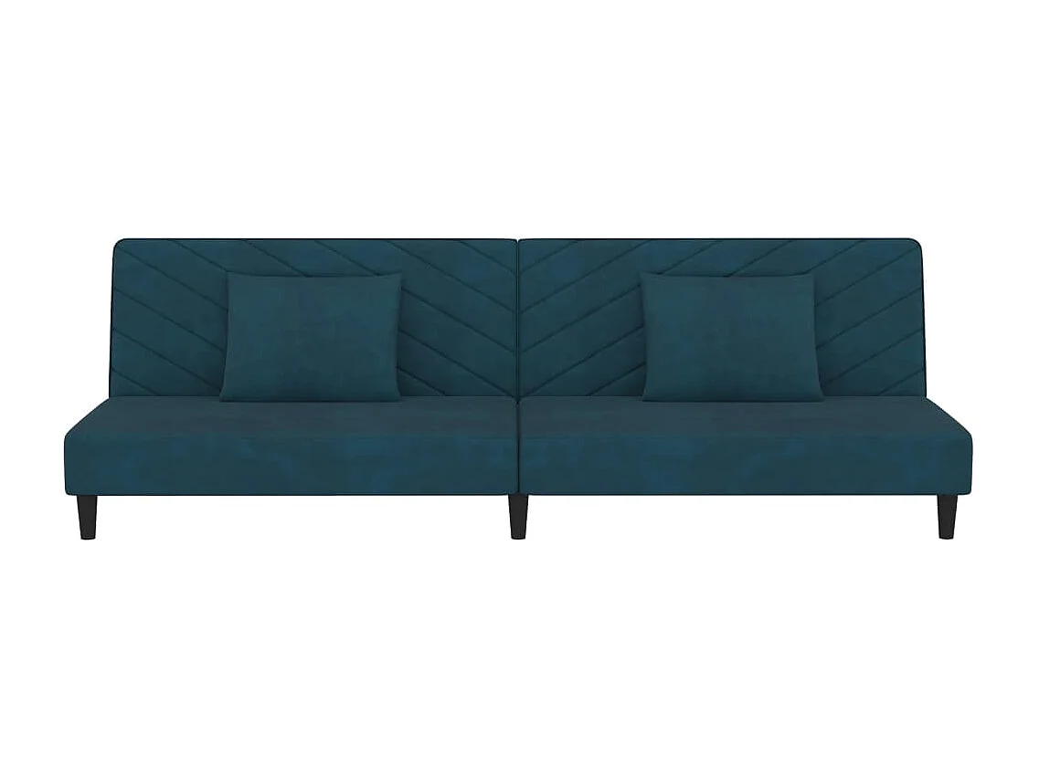 Schlafsofa 2-Sitzer mit 2 Kissen Blau Samt