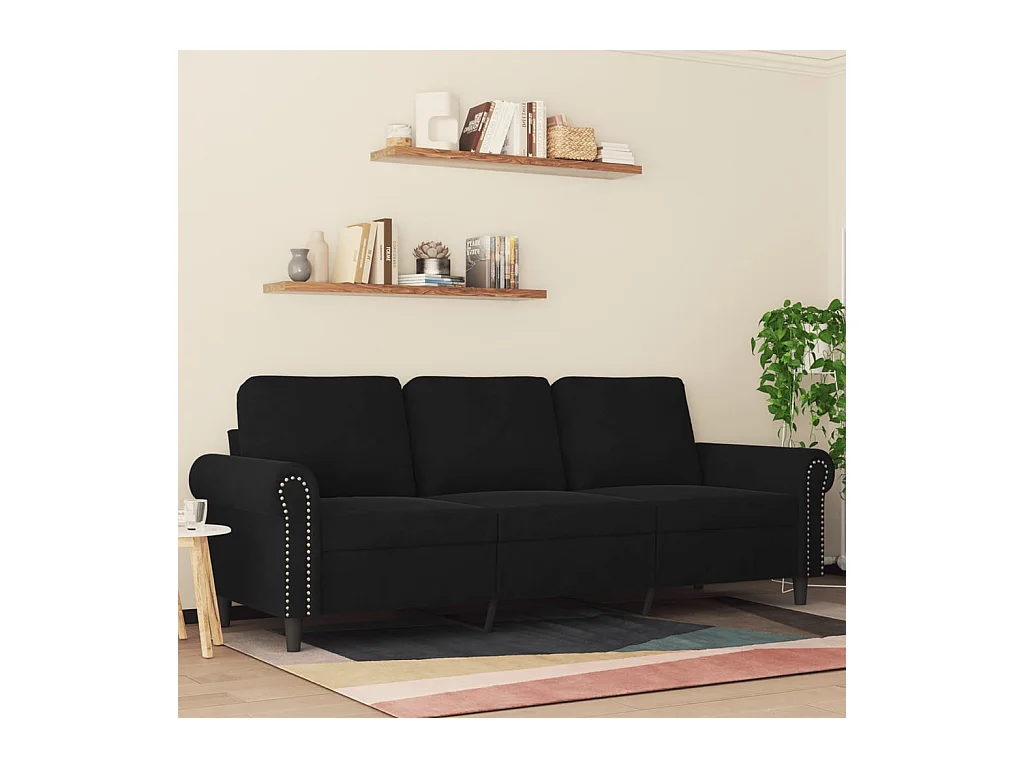 Canapé à 3 places Noir 180 cm Velours