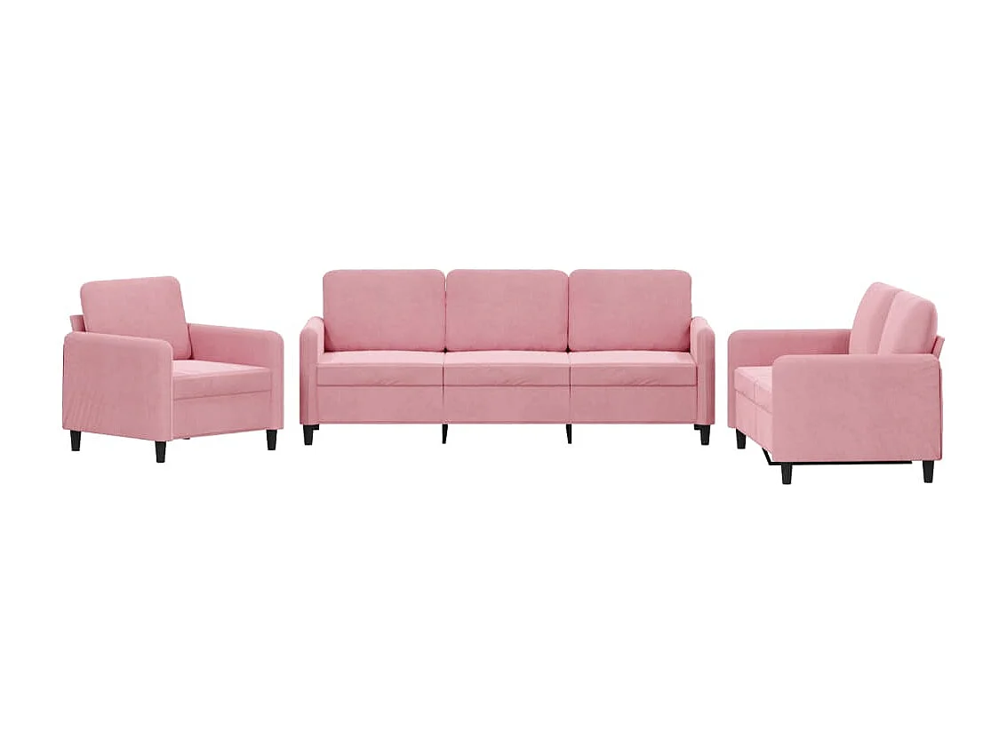 3-delige Loungeset fluweel roze