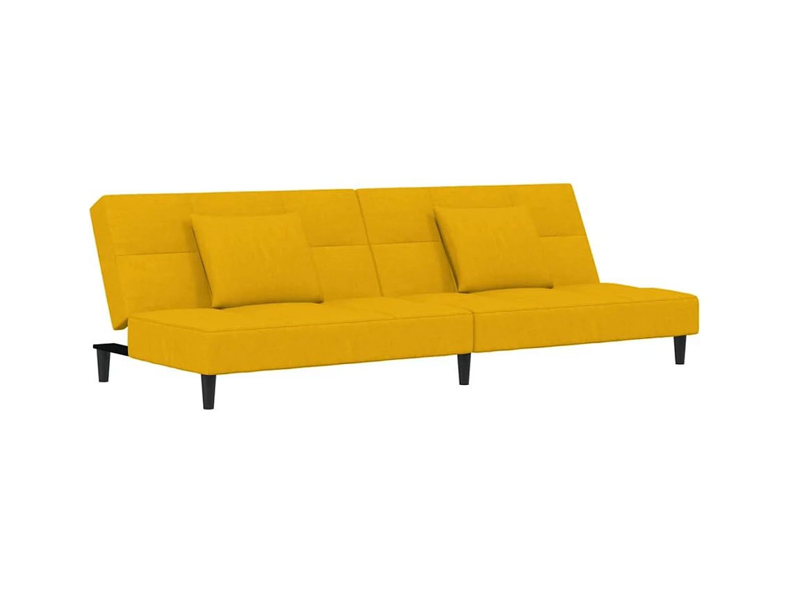 Sofá cama de 2 plazas con dos almohadas terciopelo amarillo