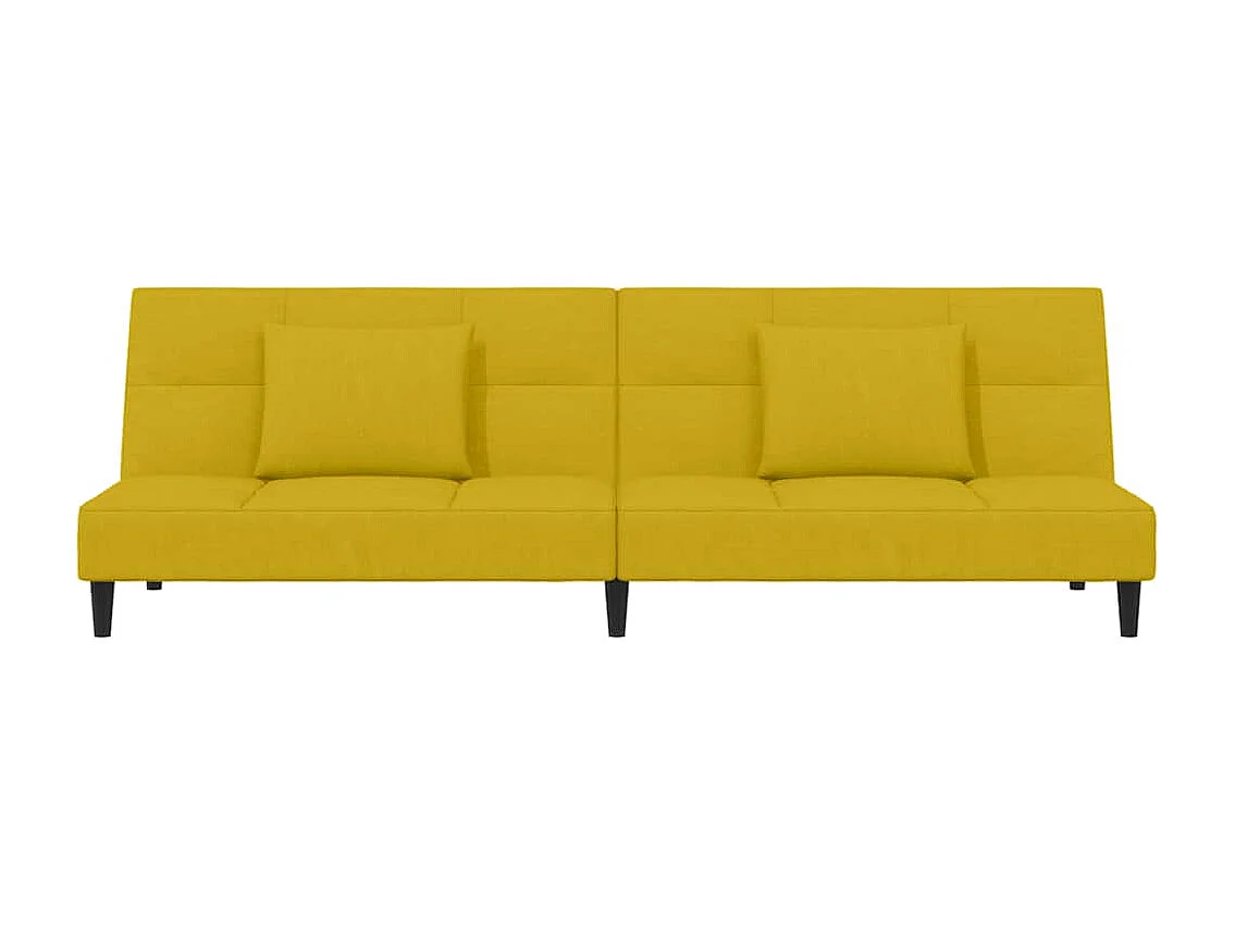 Sofá cama de 2 plazas con dos almohadas terciopelo amarillo