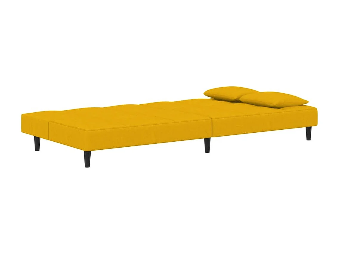 Sofá cama de 2 plazas con dos almohadas terciopelo amarillo