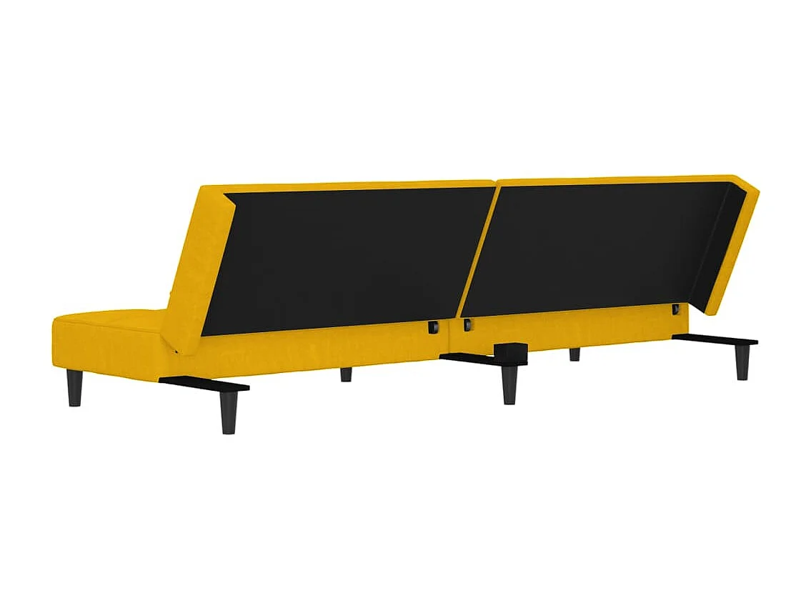 Sofá cama de 2 plazas con dos almohadas terciopelo amarillo