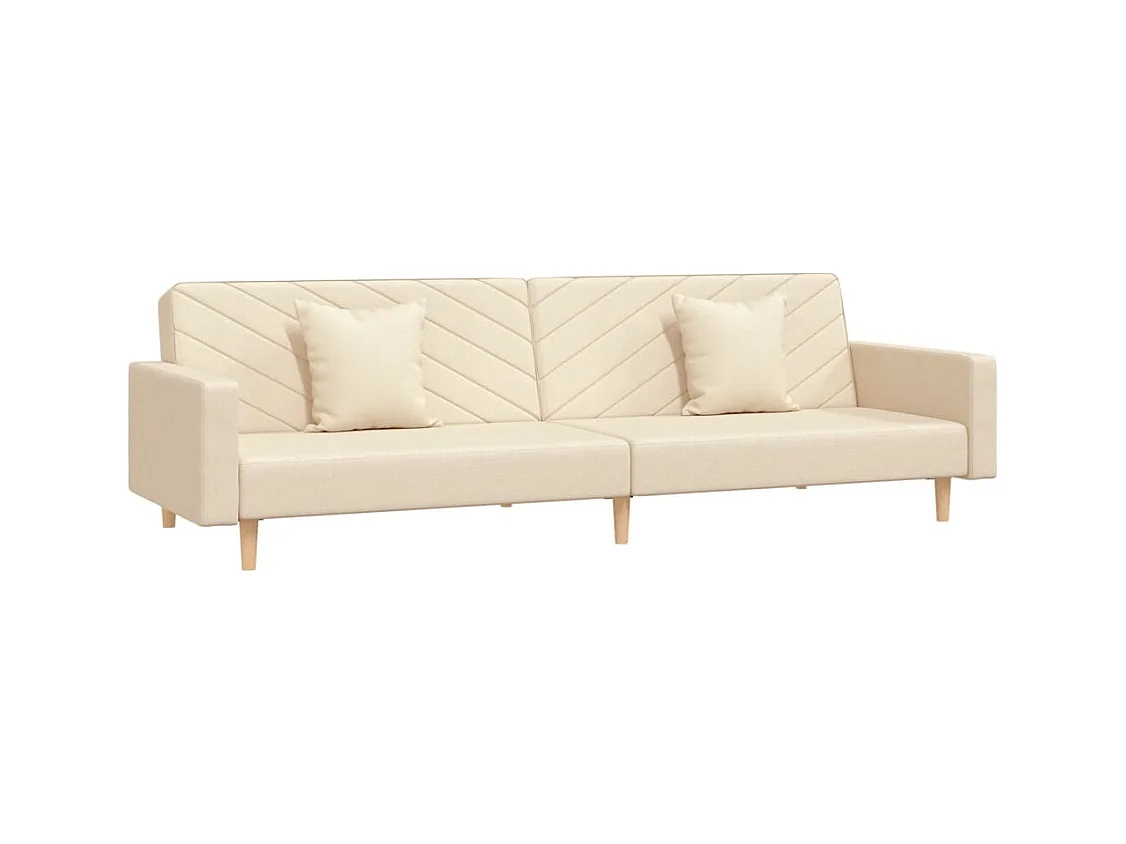 Sofá cama de 2 plazas con dos almohadas tela color crema
