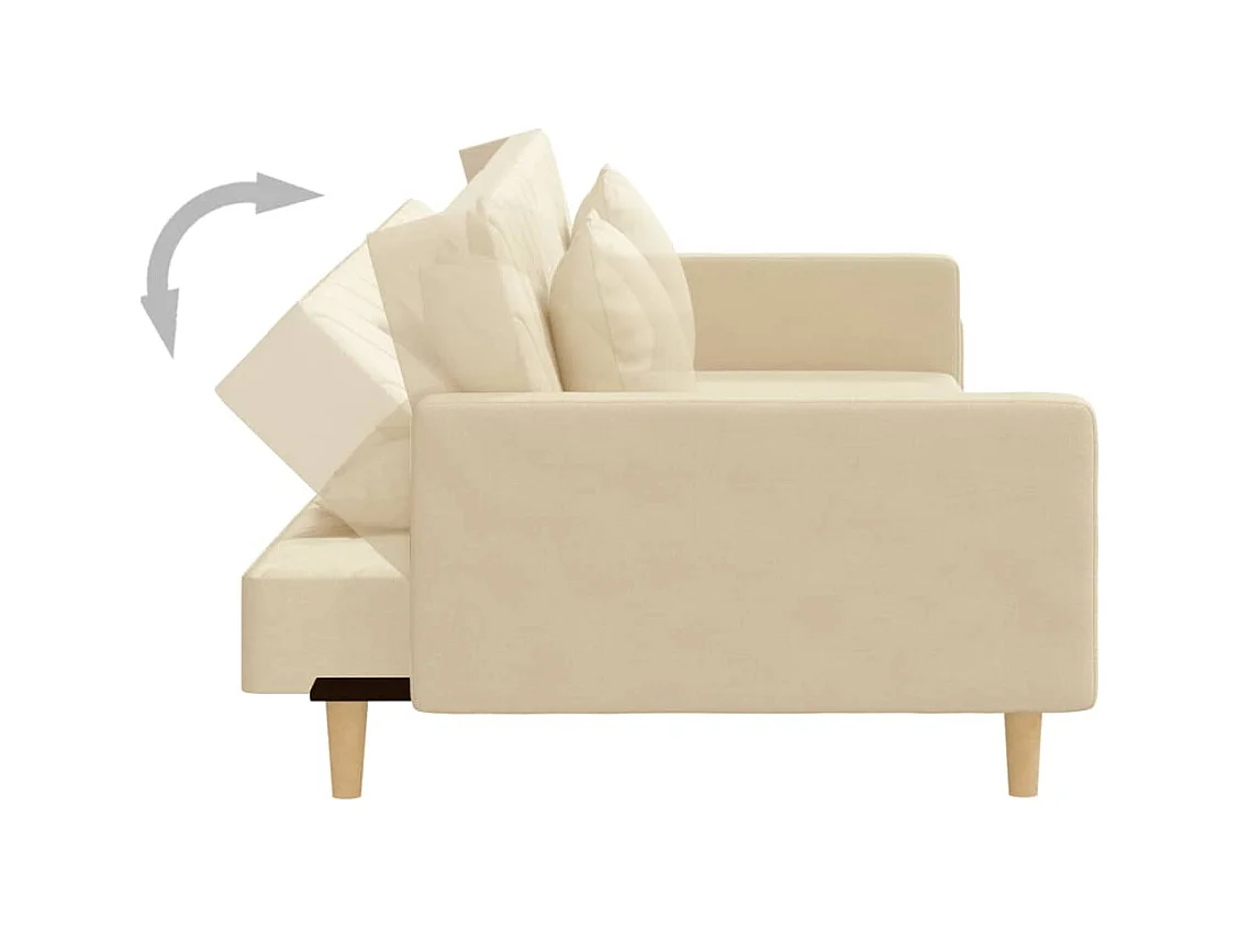 Sofá cama de 2 plazas con dos almohadas tela color crema