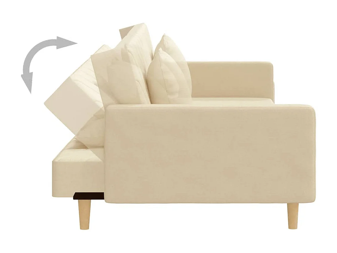 Canapé-lit à 2 places avec deux oreillers crème tissu