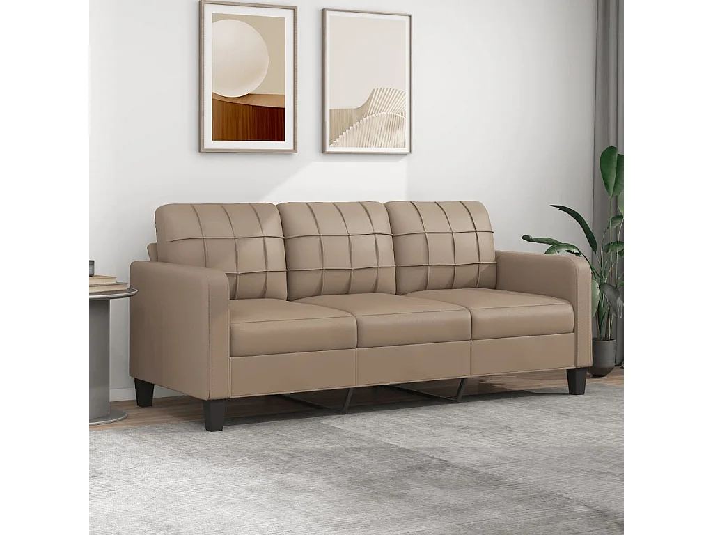 Sofá de 3 lugares 180 cm couro artificial cor cappuccino