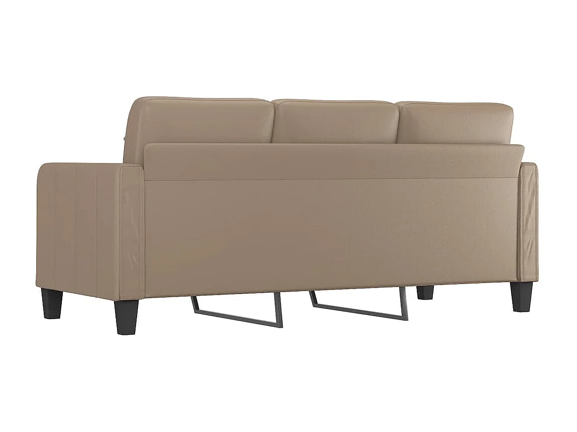 Sofá de 3 lugares 180 cm couro artificial cor cappuccino
