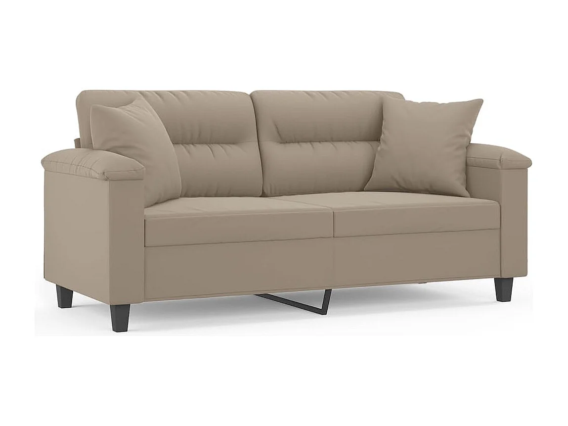 Sofá de 2 plazas con cojines tela microfibra gris taupe 140 cm
