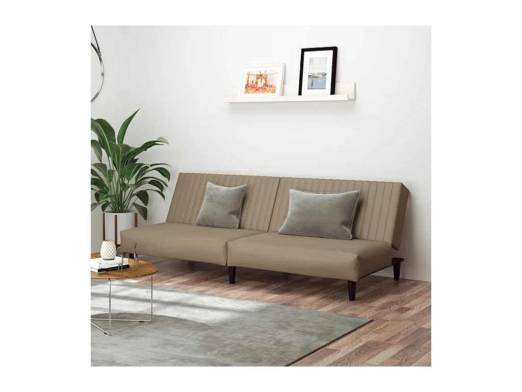 Canapé-lit 2 places cappuccino similicuir