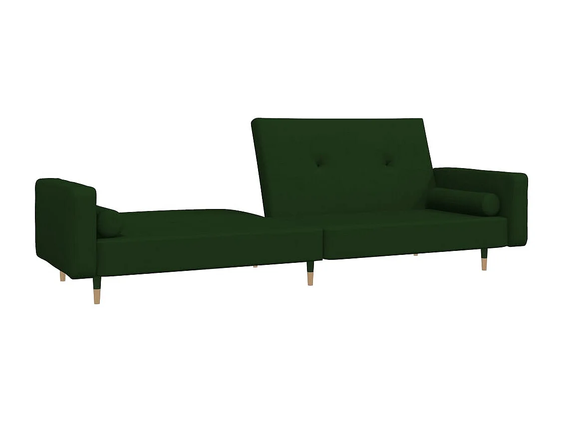 Divano Letto a 2 Posti con 2 Cuscini Verde Scuro in Velluto