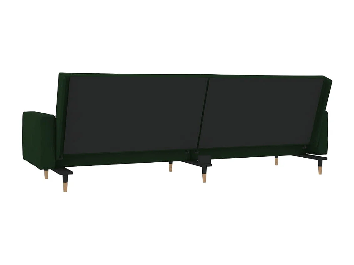 Divano Letto a 2 Posti con 2 Cuscini Verde Scuro in Velluto