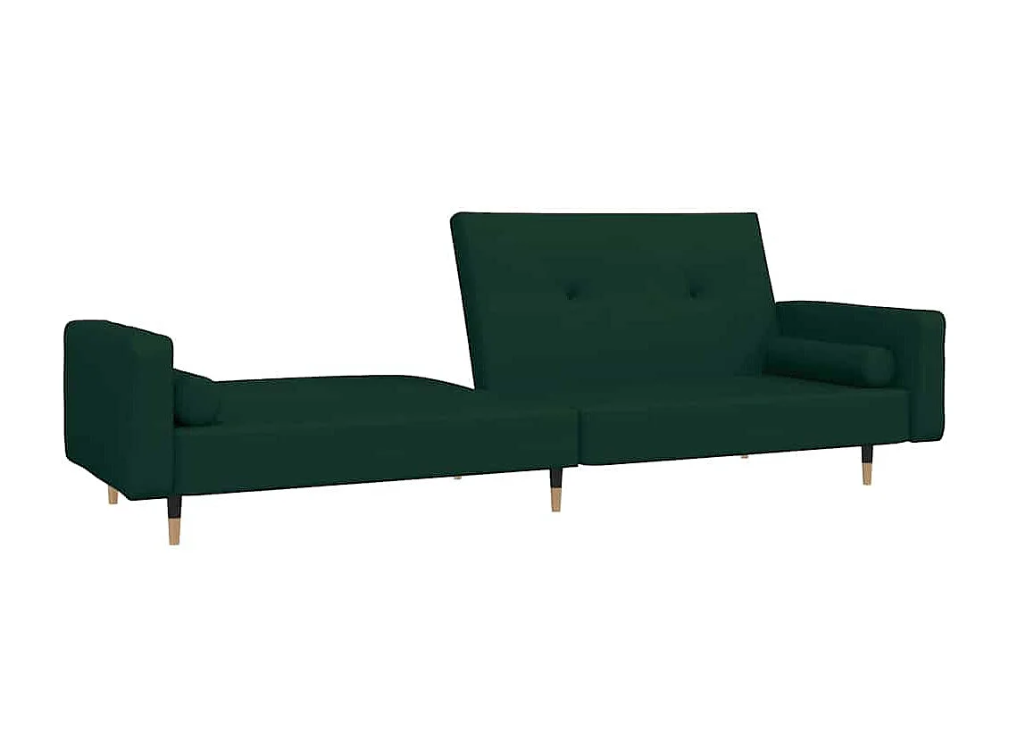 Canapé-lit à 2 places avec deux oreillers Vert foncé Velours