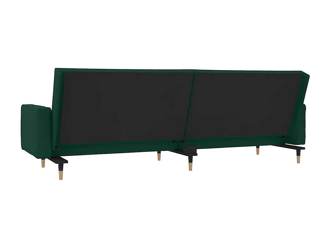 Canapé-lit à 2 places avec deux oreillers Vert foncé Velours