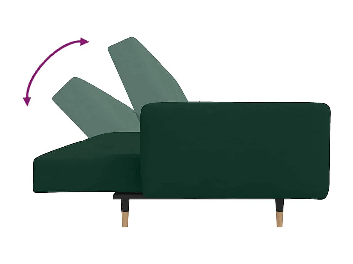 Canapé-lit à 2 places avec deux oreillers Vert foncé Velours