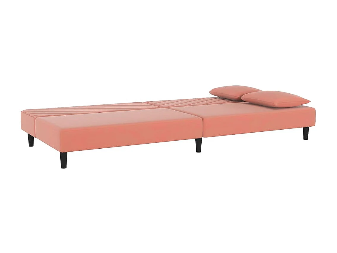 Schlafsofa 2-Sitzer mit 2 Kissen Rosa Samt