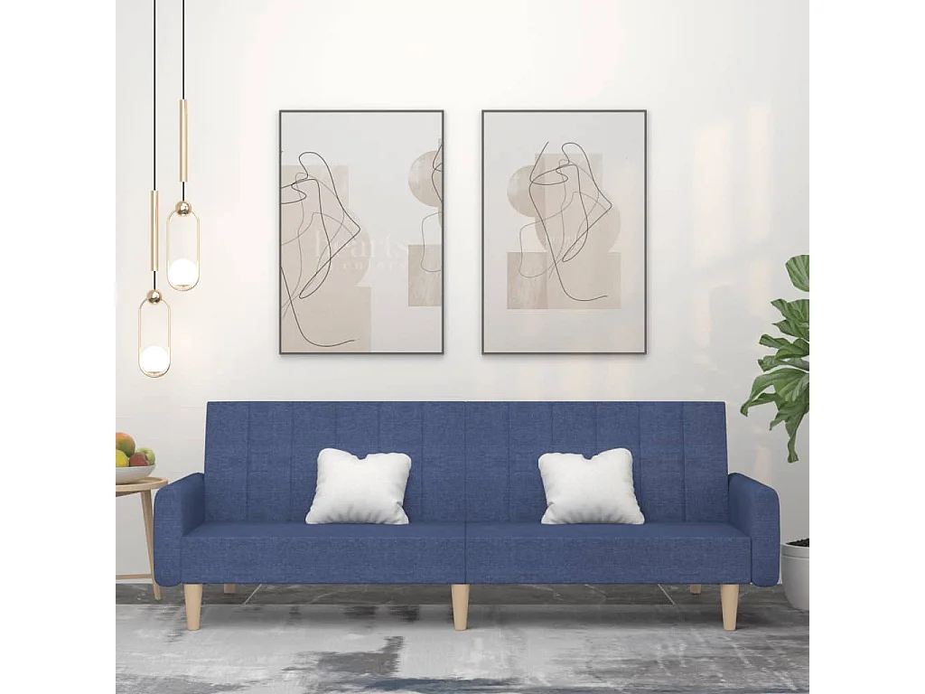 Schlafsofa 2-Sitzer Blau Stoff