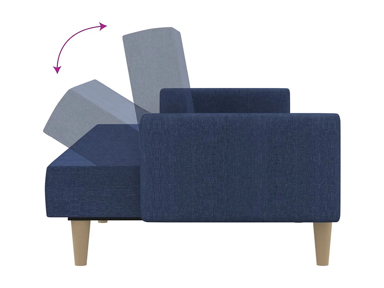 Schlafsofa 2-Sitzer Blau Stoff