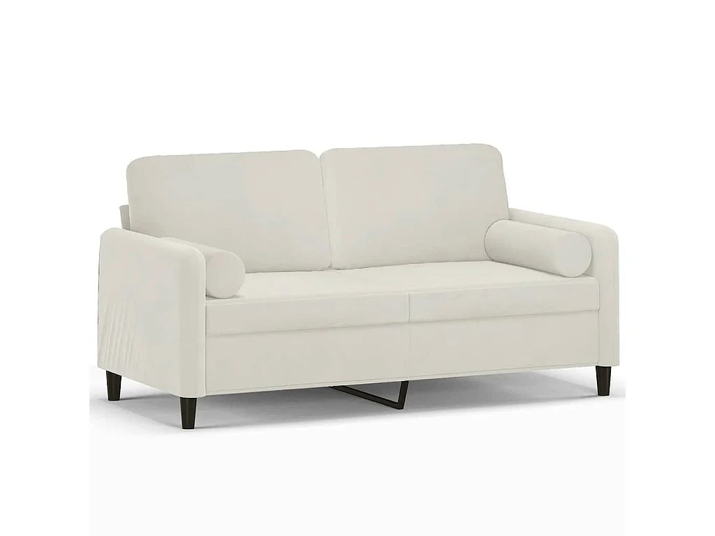 Sofá de 2 plazas con cojines terciopelo color crema 140 cm