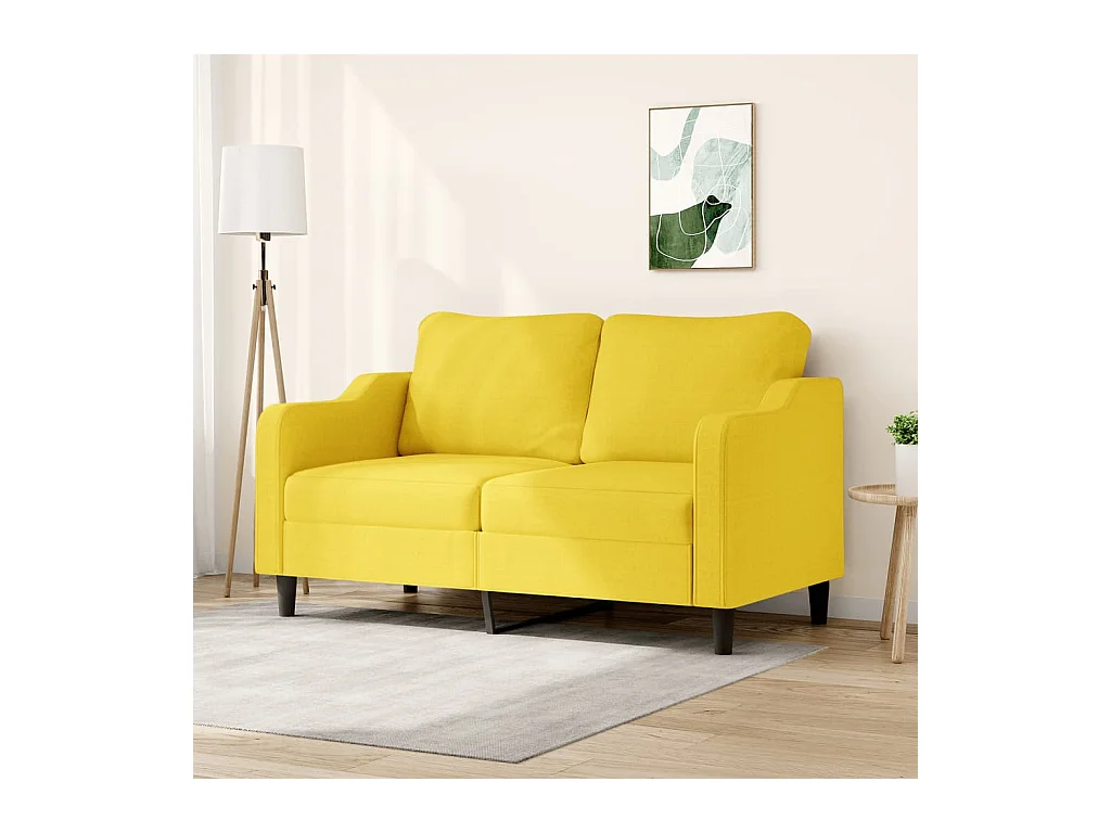 Canapé à 2 places Jaune clair 140 cm Tissu