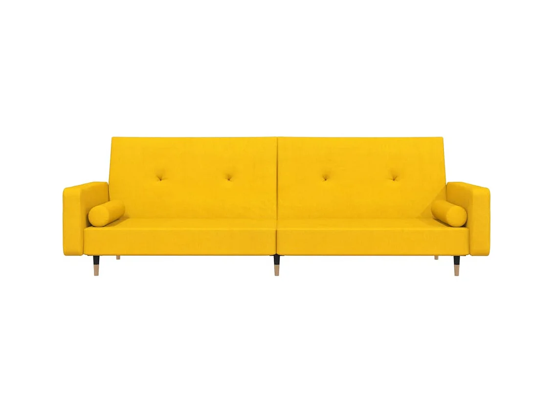 Canapé-lit à 2 places avec deux oreillers Jaune Velours