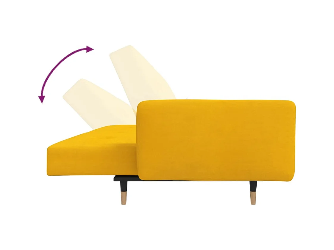 Canapé-lit à 2 places avec deux oreillers Jaune Velours