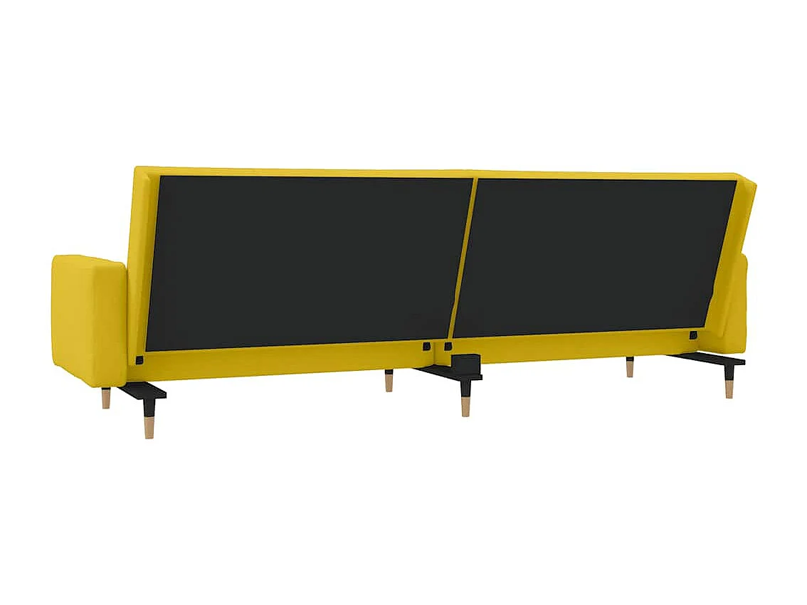 Sofá cama de 2 plazas con dos almohadas terciopelo amarillo