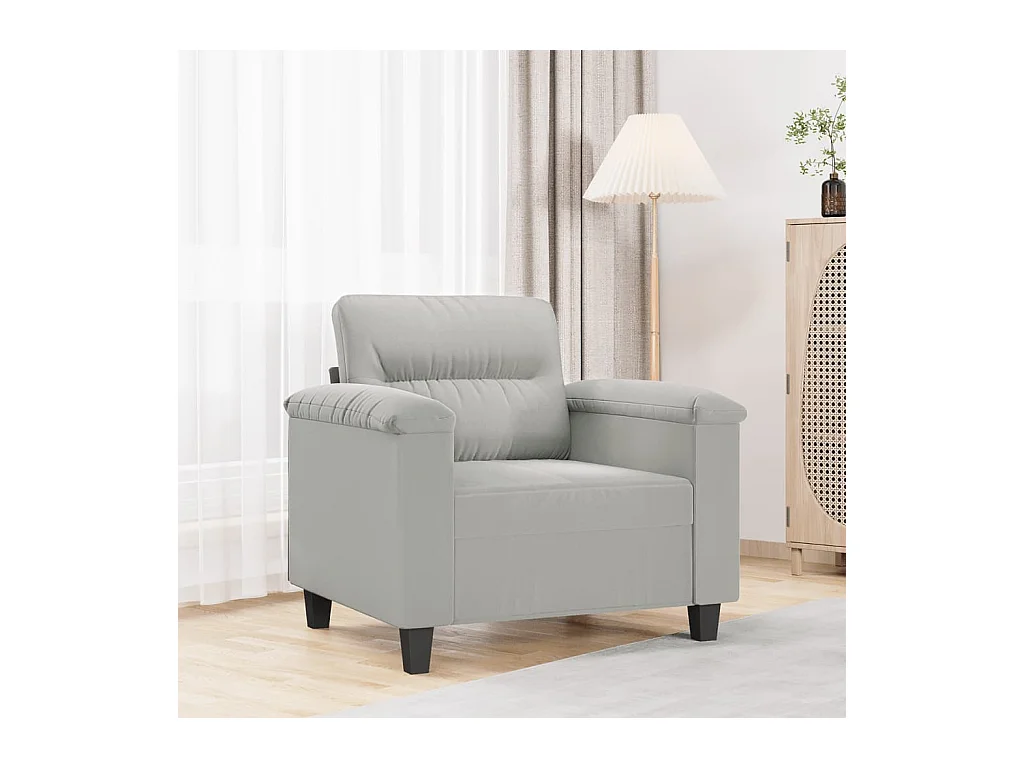 Fauteuil gris clair 60 cm tissu microfibre